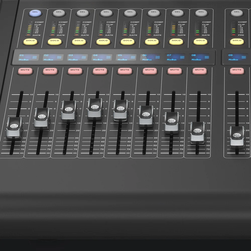 Faders motorisés de la Midas M32R LIVE