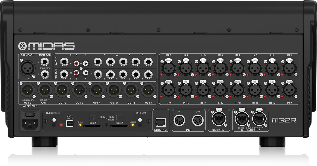 Panneau arrière de la Midas M32R LIVE